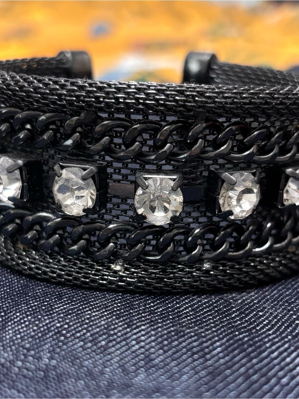 Black Rhinestone Chain Wrap Bracelet